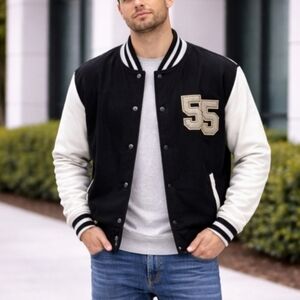 Jay Walker Size M Black and White Varsity Jacket with 55 Patch